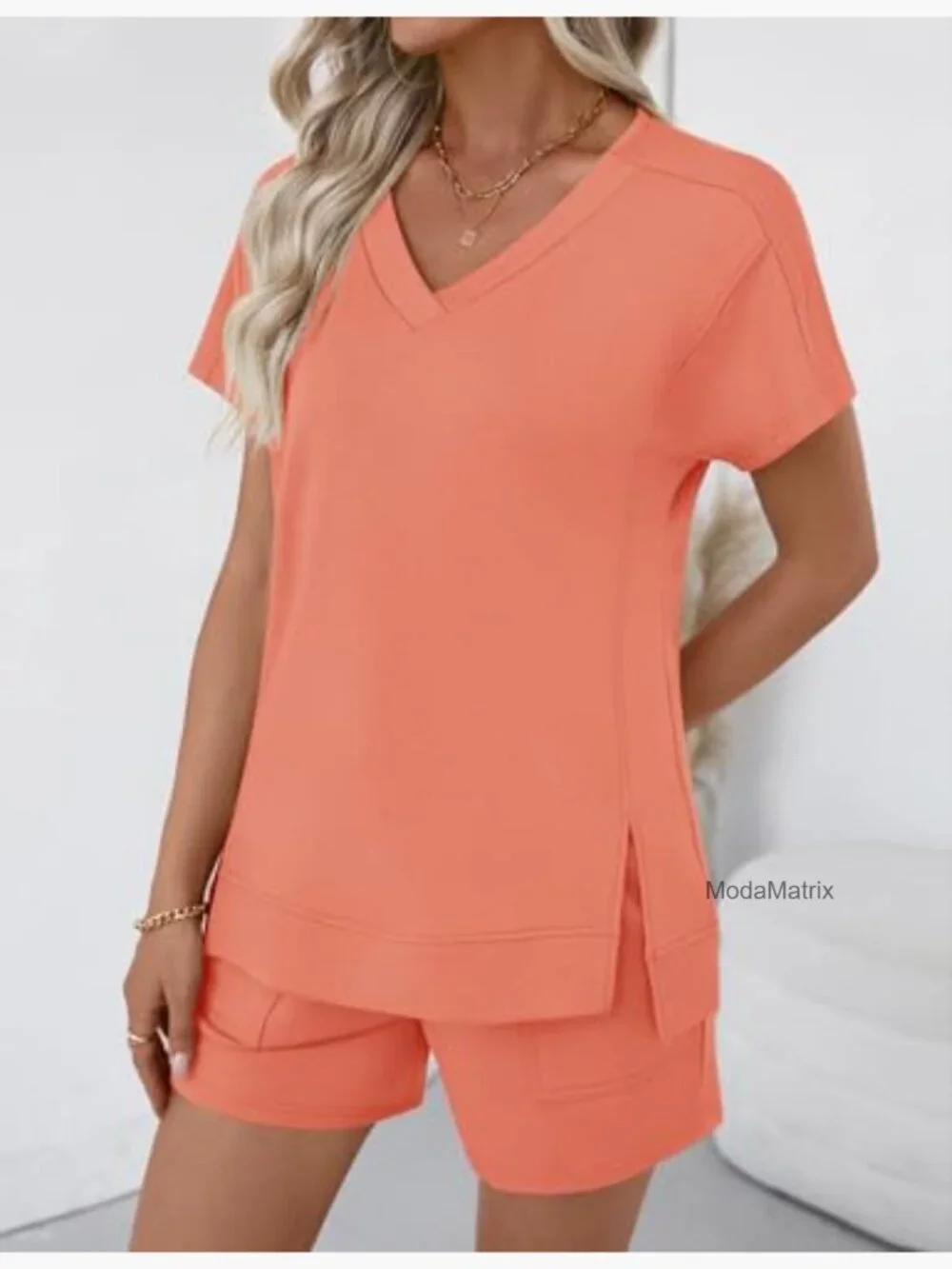 2 Piece Short Set Women Lounge Outfits Short Sleeve Matching Set